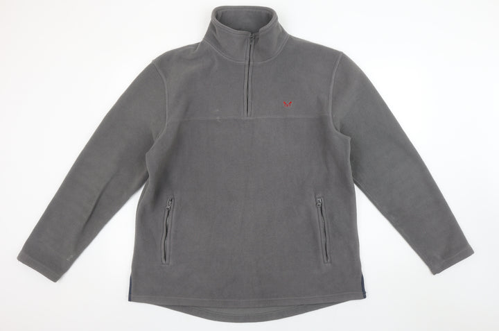 Crew Clothing Co. Men's Grey Fleece 1/2 Zip Pullover Sweatshirt Large