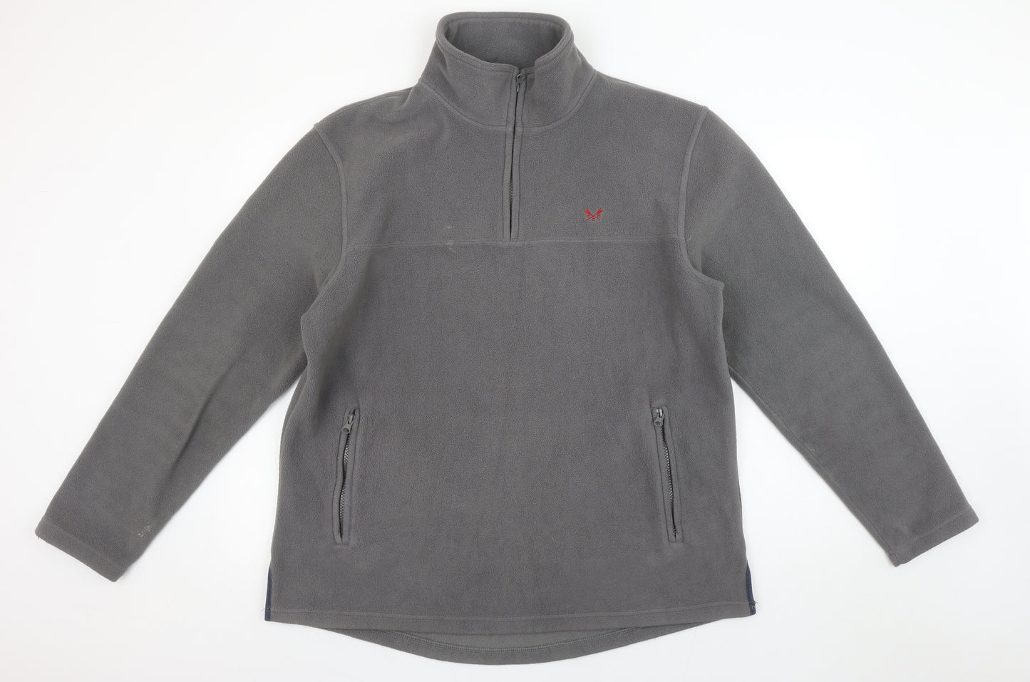 Crew Clothing Co. Men's Grey Fleece 1/2 Zip Pullover Sweatshirt Large