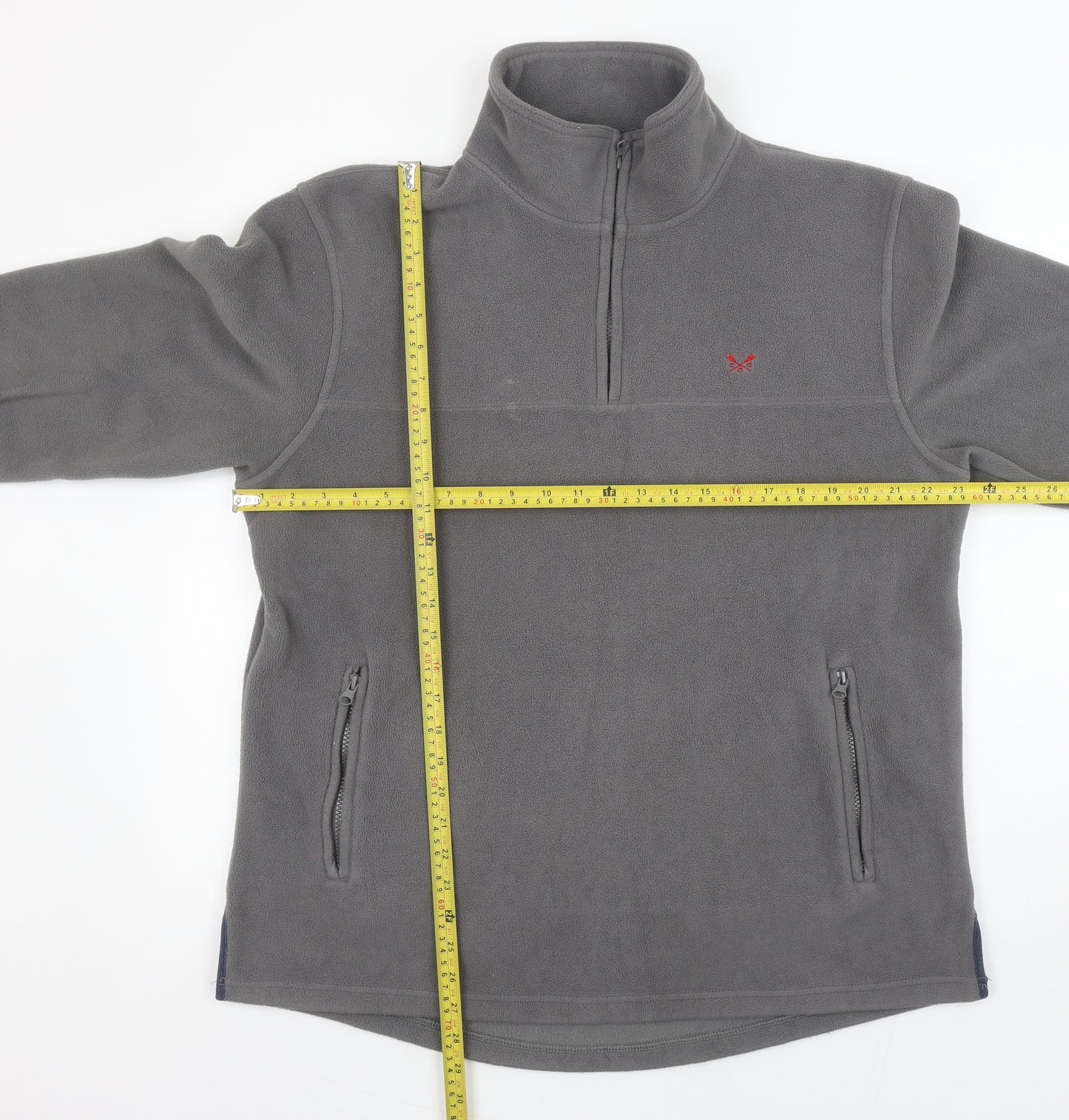 Crew Clothing Co. Men's Grey Fleece 1/2 Zip Pullover Sweatshirt Large