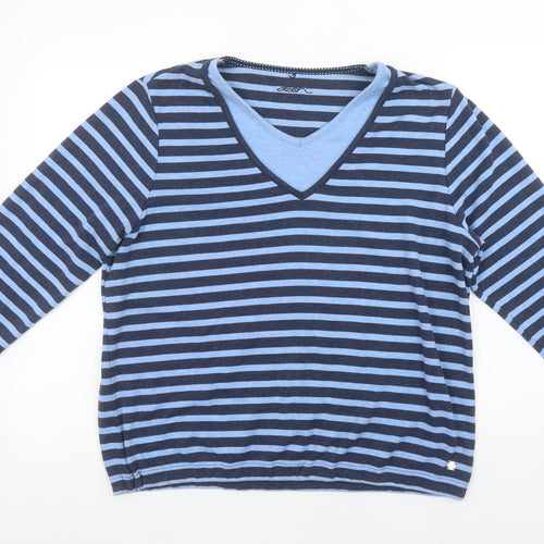 Dash Women's Blue Striped 3/4 Sleeve V-Neck T-Shirt Size 20