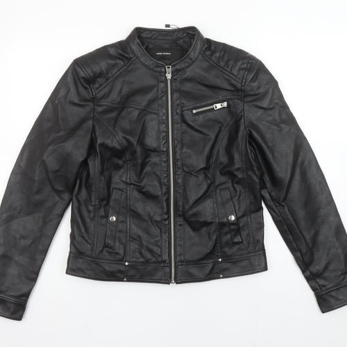 Vero Moda Women's Black Faux Leather Biker Jacket L