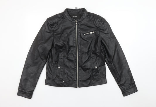 Vero Moda Women's Black Faux Leather Biker Jacket L