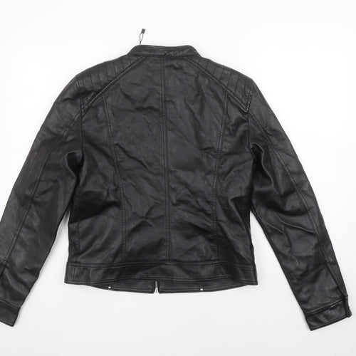 Vero Moda Women's Black Faux Leather Biker Jacket L