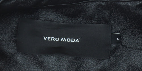 Vero Moda Women's Black Faux Leather Biker Jacket L
