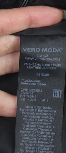 Vero Moda Women's Black Faux Leather Biker Jacket L