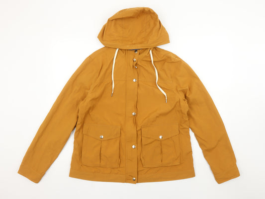 Forever 21 Women's Yellow Hooded Rain Jacket Size L