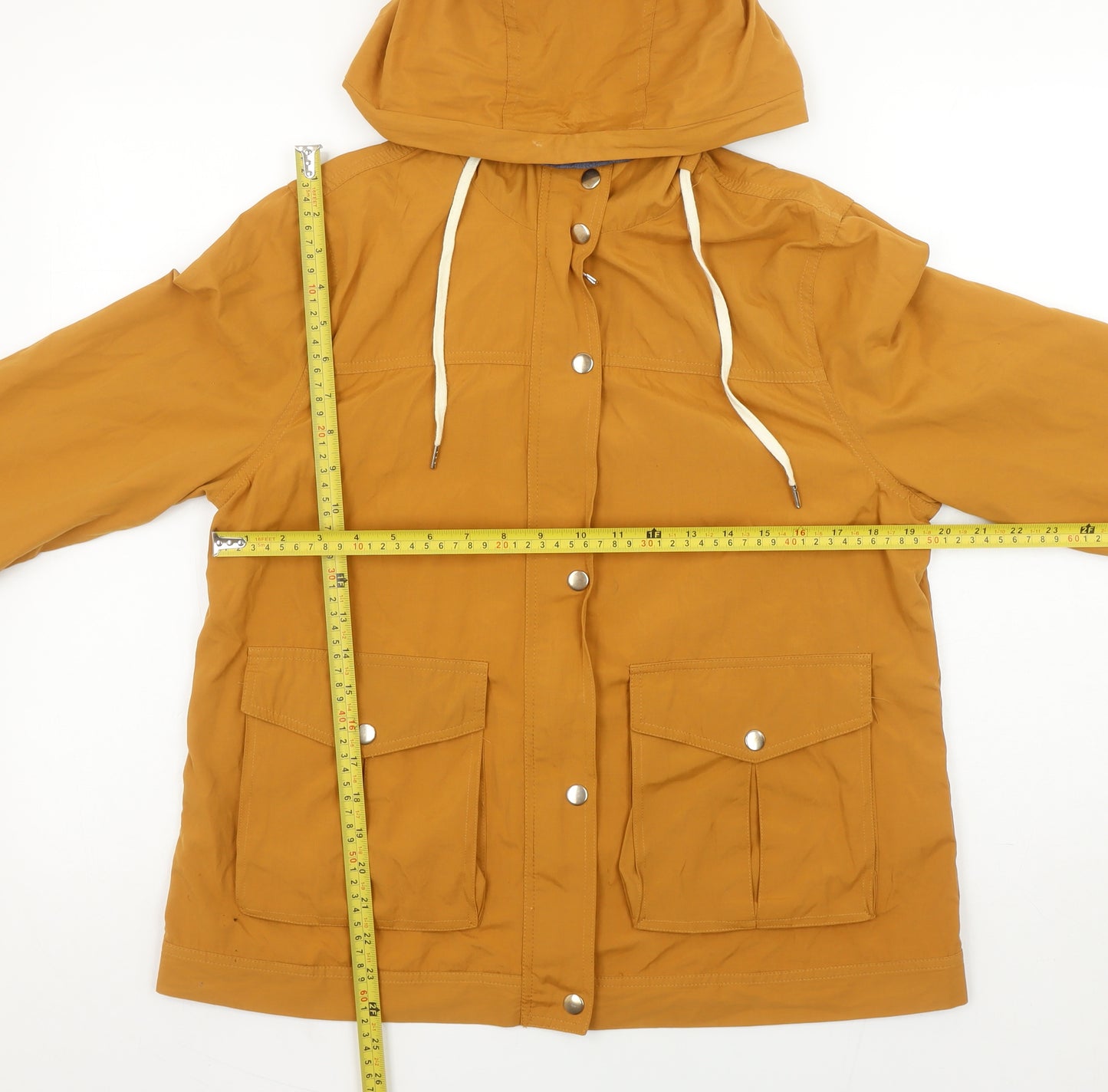 Forever 21 Women's Yellow Hooded Rain Jacket Size L
