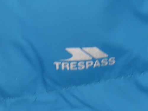 Trespass Girls Blue Hooded Puffer Jacket 7-8 Years Water Resistant Winter Coat