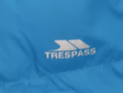 Trespass Girls Blue Hooded Puffer Jacket 7-8 Years Water Resistant Winter Coat