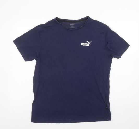 Puma Men Blue L Regular Fit Crew Neck Short Sleeve T-Shirt