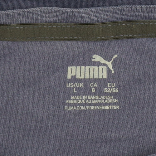 Puma Men Blue L Regular Fit Crew Neck Short Sleeve T-Shirt