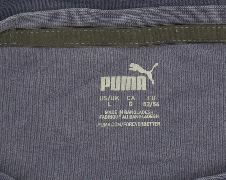 Puma Men Blue L Regular Fit Crew Neck Short Sleeve T-Shirt