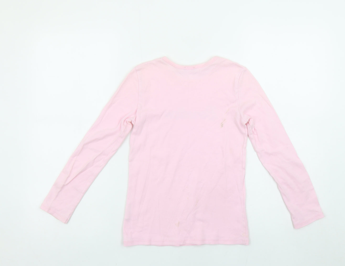 United Colors of Benetton Girls Pink Long Sleeve Logo T-Shirt 8-9 Years