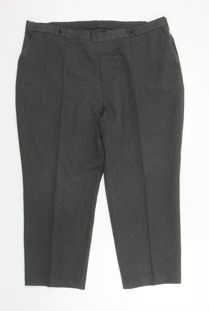 Marks and Spencer Women’s Grey Straight Leg Trousers UK 20 Short