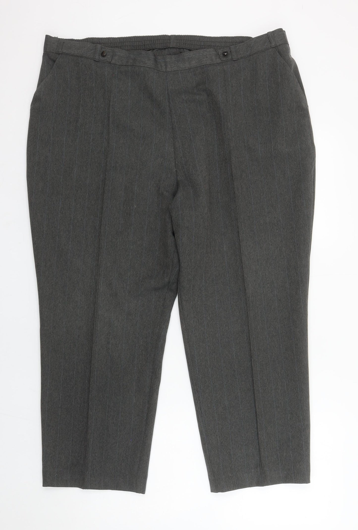 Marks and Spencer Women’s Grey Straight Leg Trousers UK 20 Short