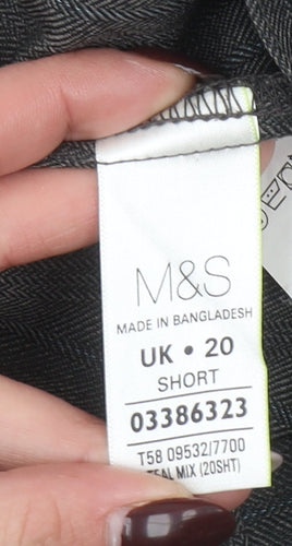 Marks and Spencer Women’s Grey Straight Leg Trousers UK 20 Short
