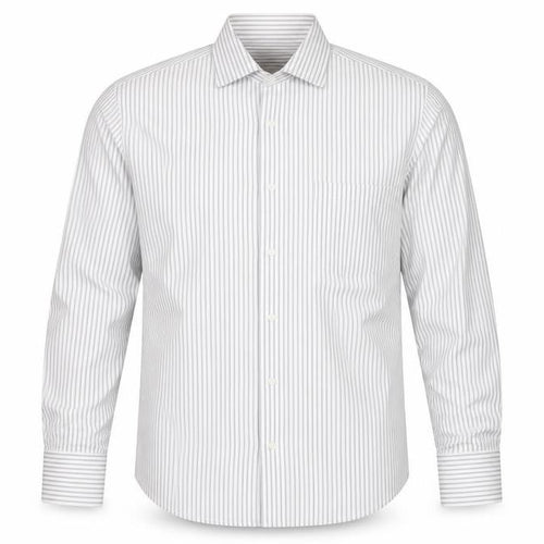 Butler and Webb Men's White Striped 15in Regular Fit Cotton Dress Shirt