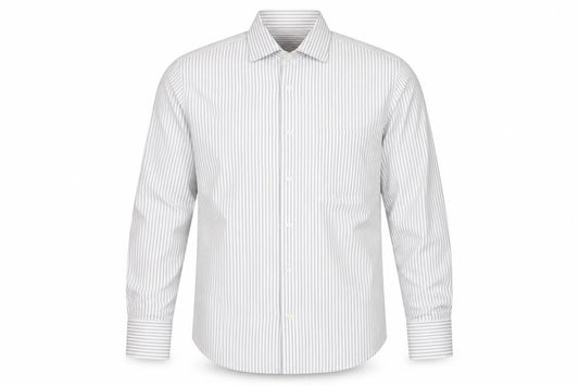 Butler and Webb Men's White Striped 15in Regular Fit Cotton Dress Shirt