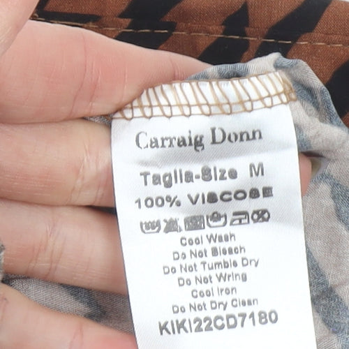 Rowen Avenue Women’s Brown Animal Print Viscose Button-Up Shirt M