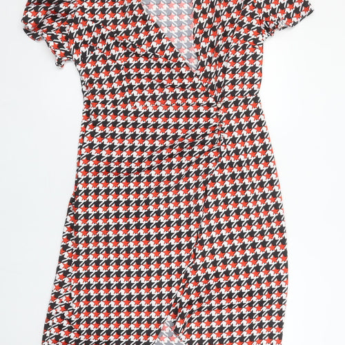 River Island Women’s Multicoloured Houndstooth Wrap Dress Size 16