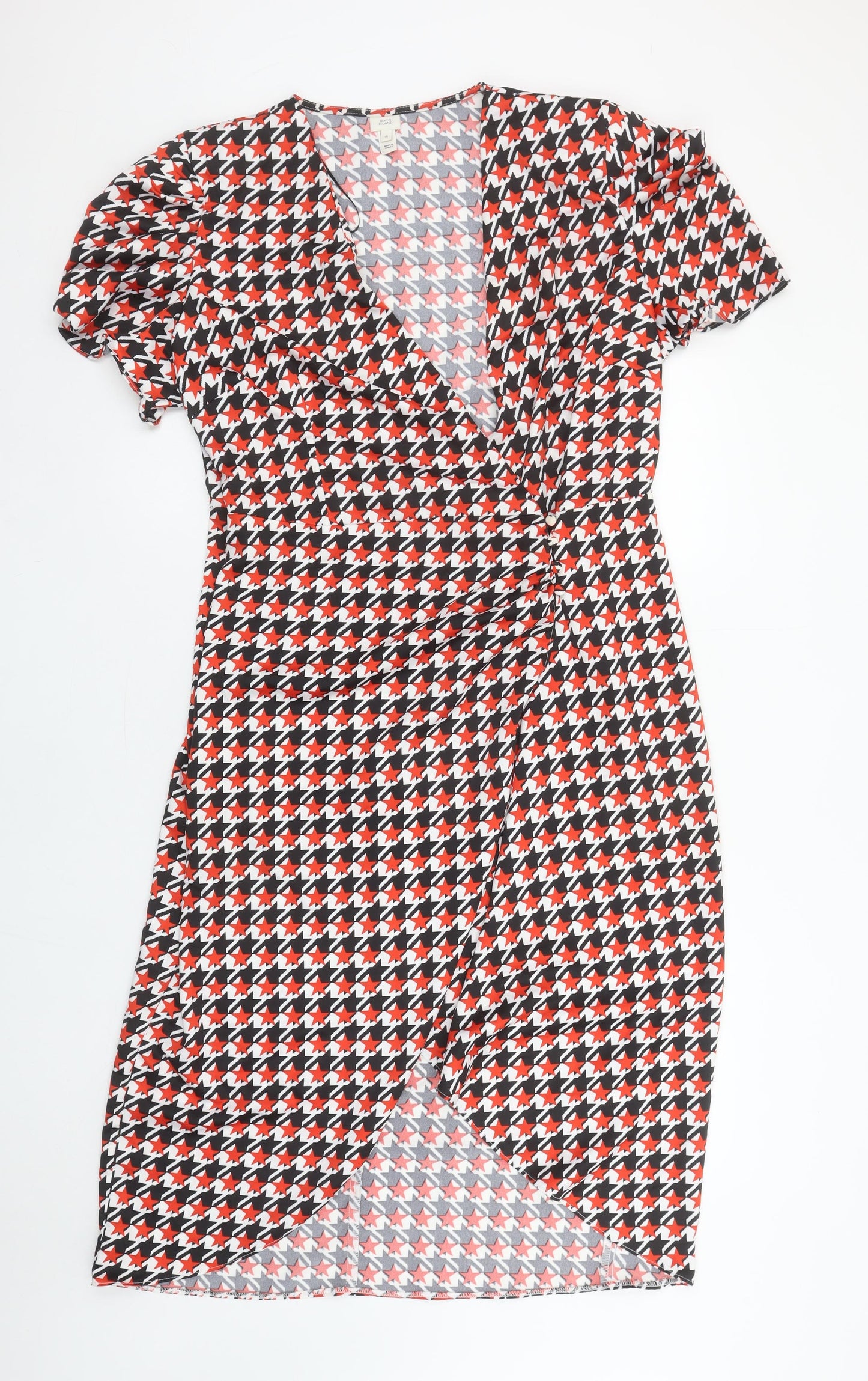 River Island Women’s Multicoloured Houndstooth Wrap Dress Size 16