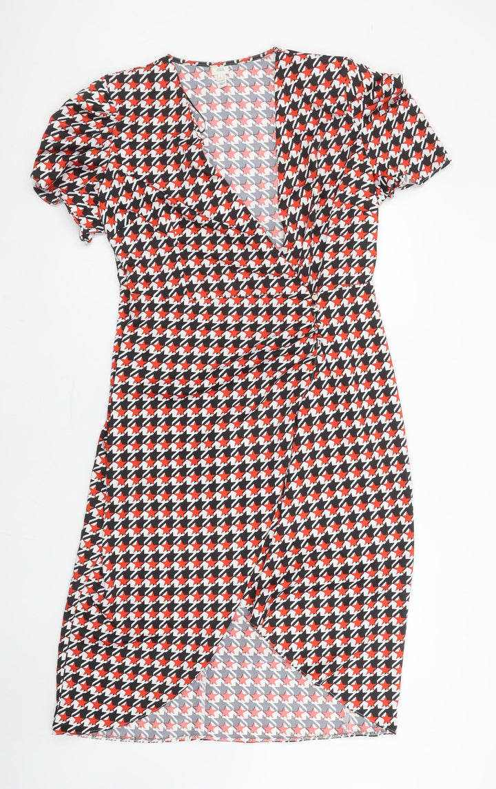 River Island Women’s Multicoloured Houndstooth Wrap Dress Size 16