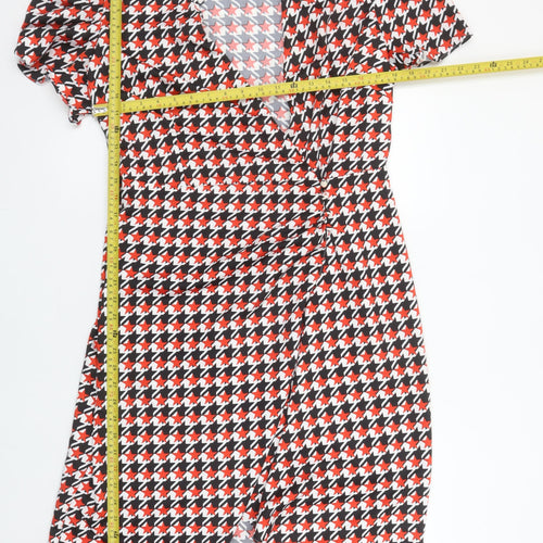River Island Women’s Multicoloured Houndstooth Wrap Dress Size 16