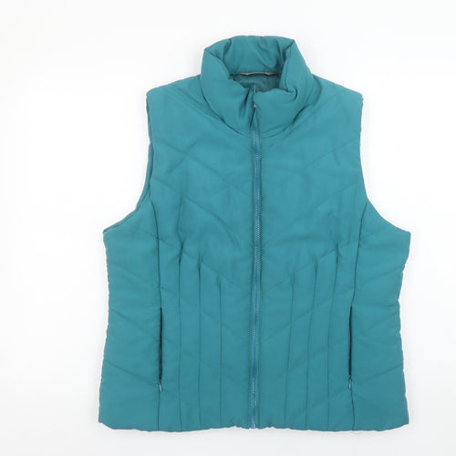 M&Co Womens Green Quilted Sleeveless Waistcoat Size 16