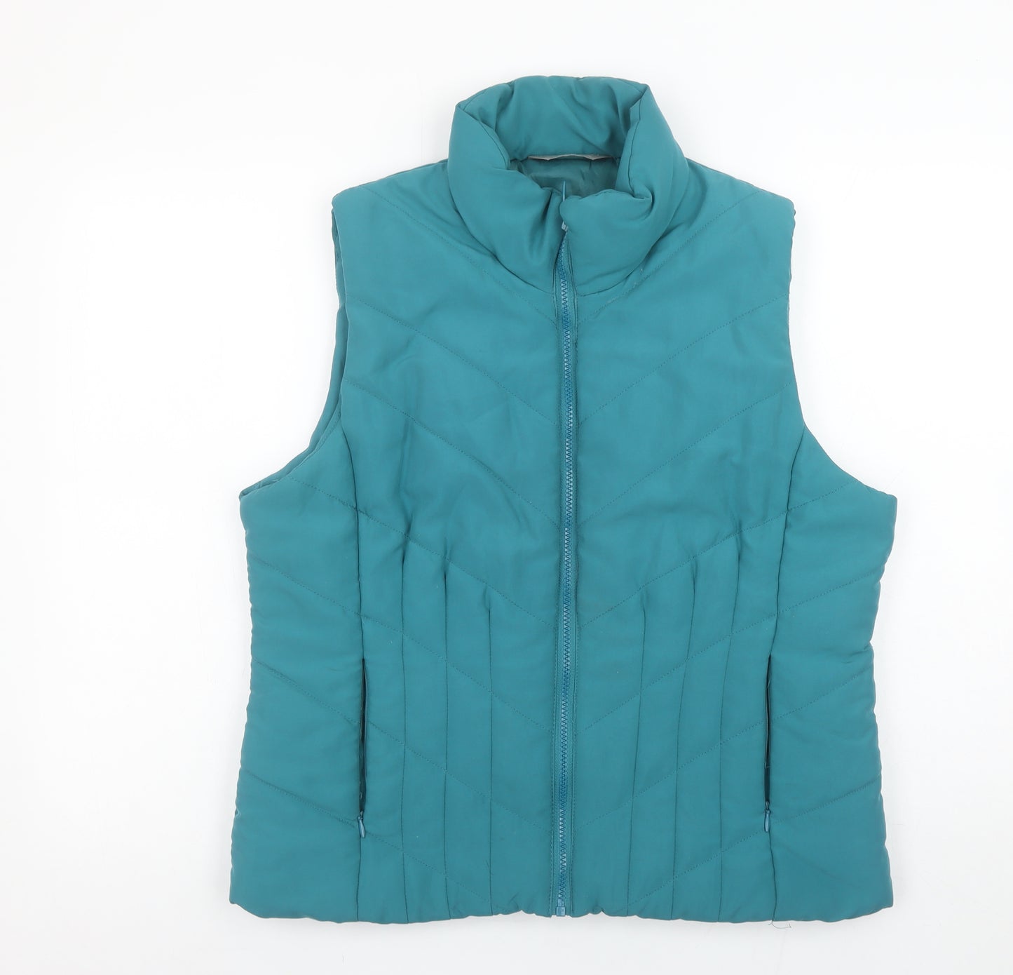 M&Co Womens Green Quilted Sleeveless Waistcoat Size 16