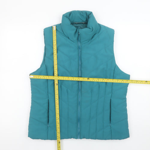 M&Co Womens Green Quilted Sleeveless Waistcoat Size 16
