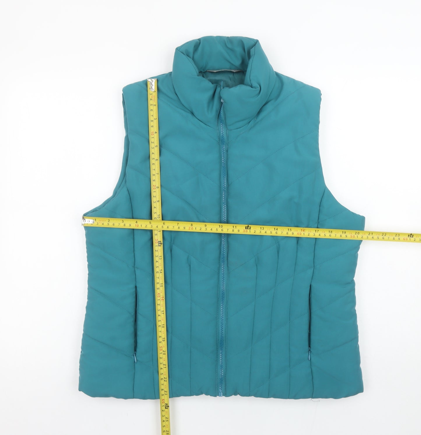 M&Co Womens Green Quilted Sleeveless Waistcoat Size 16