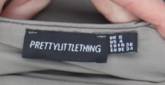 PrettyLittleThing Womens Beige Strapless Flared Jumpsuit Size 8