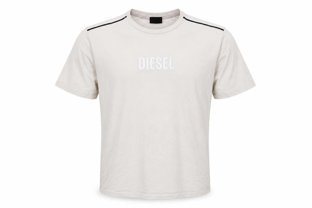 Diesel Men's Beige Cotton Stretch Logo T-Shirt Size S