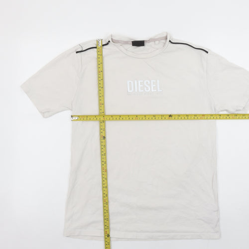 Diesel Men's Beige Cotton Stretch Logo T-Shirt Size S
