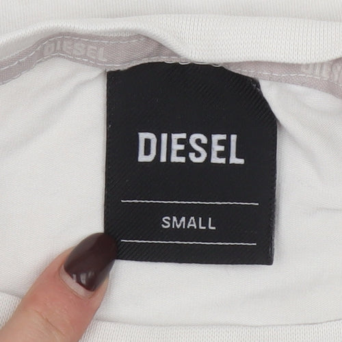 Diesel Men's Beige Cotton Stretch Logo T-Shirt Size S