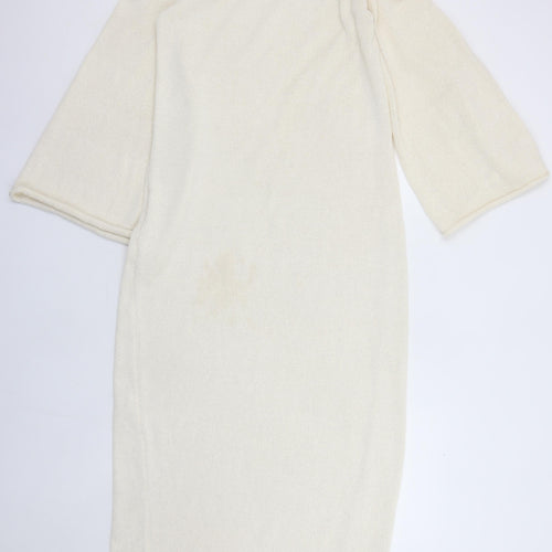 Boa Women Ivory Off Shoulder Knit Midi Bodycon Dress M