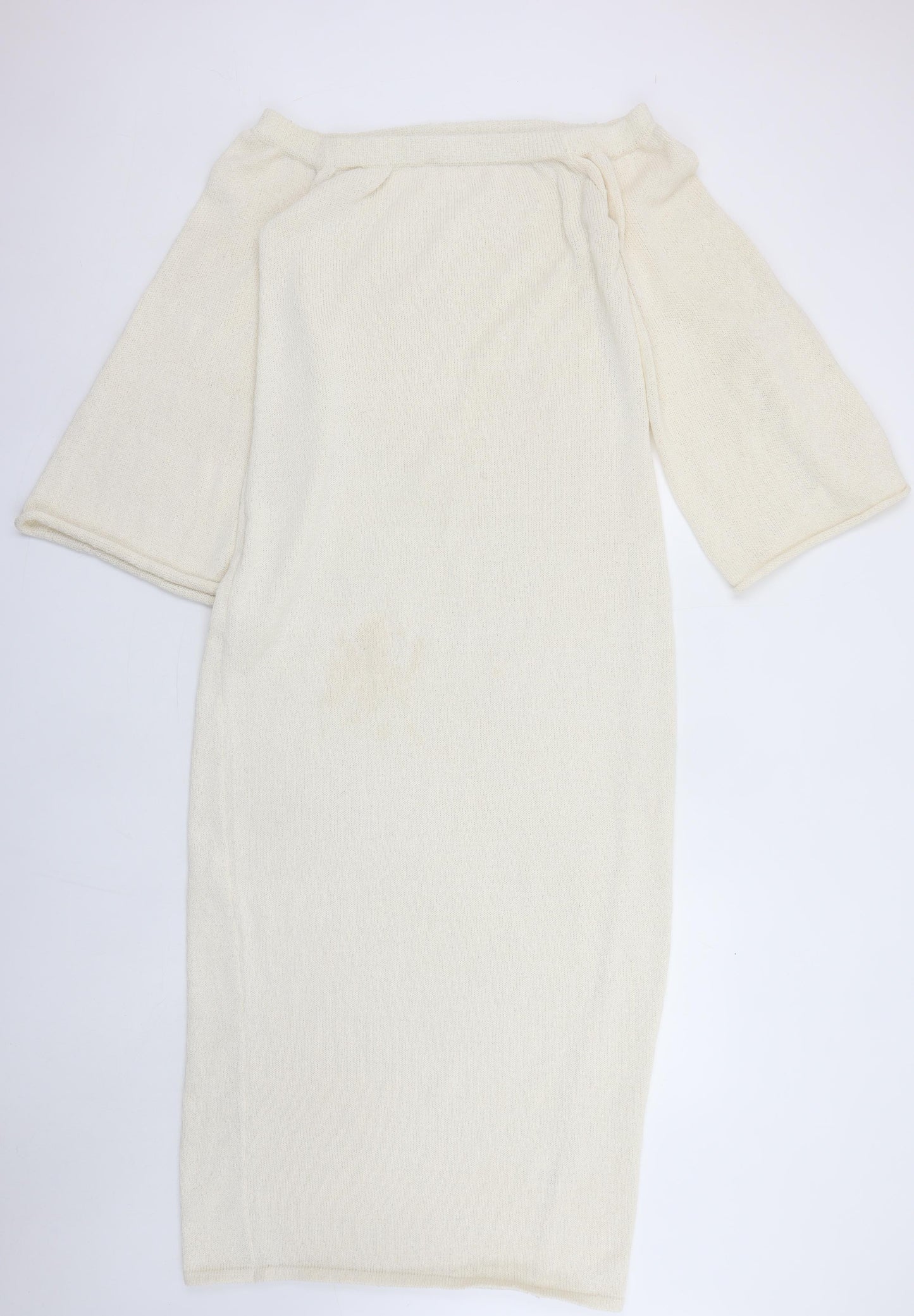 Boa Women Ivory Off Shoulder Knit Midi Bodycon Dress M