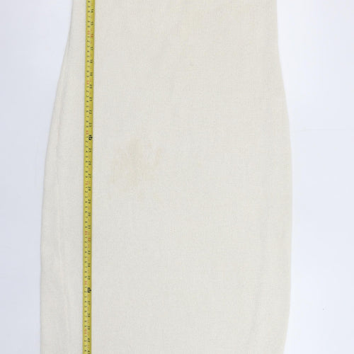Boa Women Ivory Off Shoulder Knit Midi Bodycon Dress M