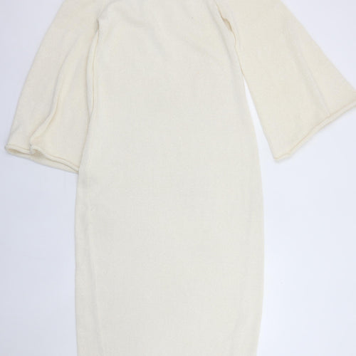 Boa Women Ivory Off Shoulder Knit Midi Bodycon Dress M