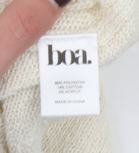 Boa Women Ivory Off Shoulder Knit Midi Bodycon Dress M