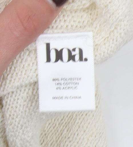 Boa Women Ivory Off Shoulder Knit Midi Bodycon Dress M