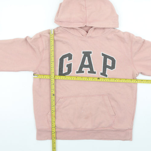 GAP Girls Pink Logo Pullover Hoodie 10-11 Years Fleece Cotton Blend