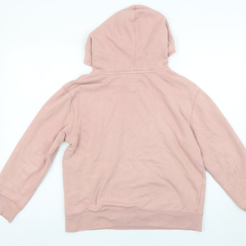 GAP Girls Pink Logo Pullover Hoodie 10-11 Years Fleece Cotton Blend