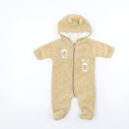 Absorba Unisex Baby Beige Hooded Fleece Snowsuit 3-6 Months with Ears