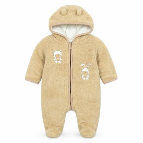 Absorba Unisex Baby Beige Hooded Fleece Snowsuit 3-6 Months with Ears