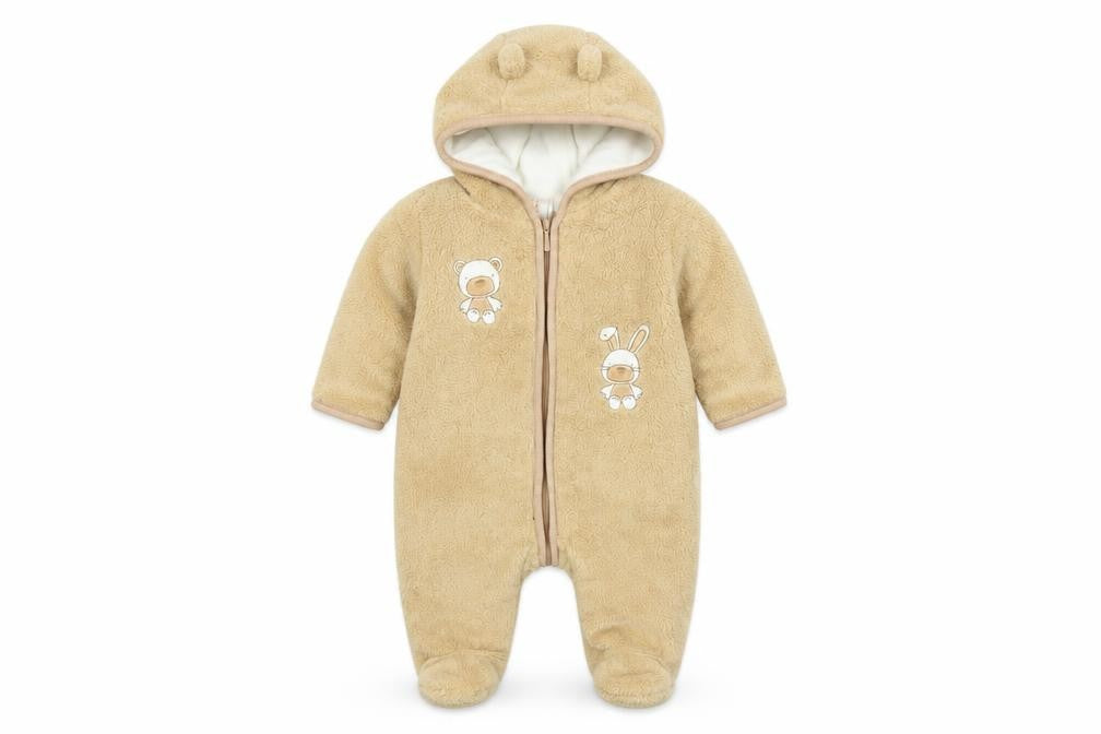 Absorba Unisex Baby Beige Hooded Fleece Snowsuit 3-6 Months with Ears