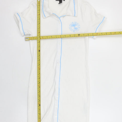 Forever 21 Women's White Collared Short Sleeve Shirt Dress Size S