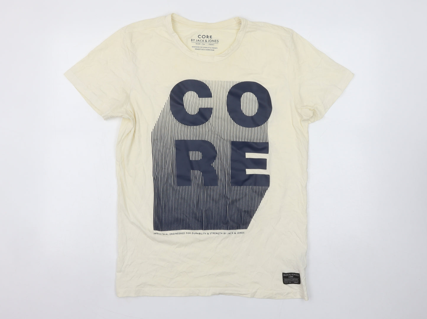 Jack & Jones Men’s Beige Core Graphic Print Cotton T-Shirt Size L