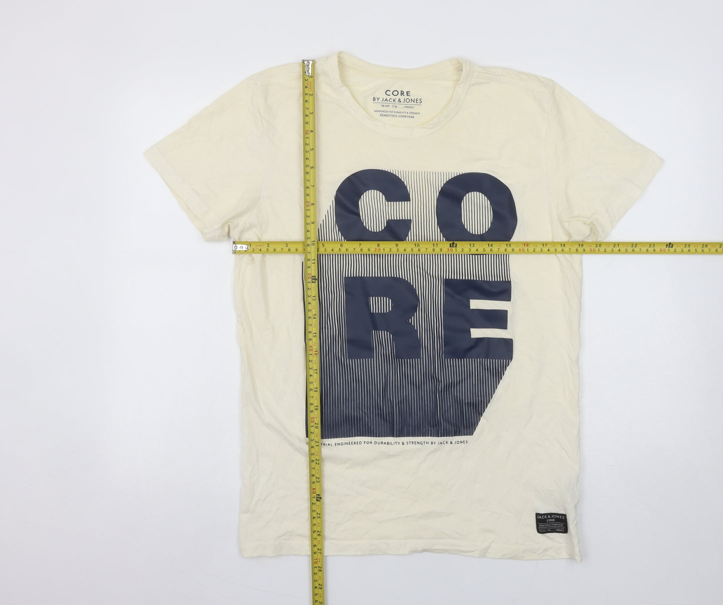 Jack & Jones Men’s Beige Core Graphic Print Cotton T-Shirt Size L