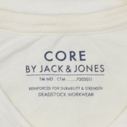 Jack & Jones Men’s Beige Core Graphic Print Cotton T-Shirt Size L
